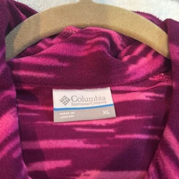 NWT COLUMBIA Sz XL Fleece Outerwear Purple Tiger Striped 1/4 Zip Sz XL BR1 - Picture 4 of 5